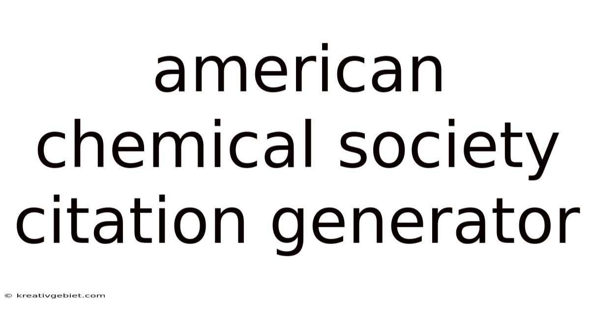 American Chemical Society Citation Generator