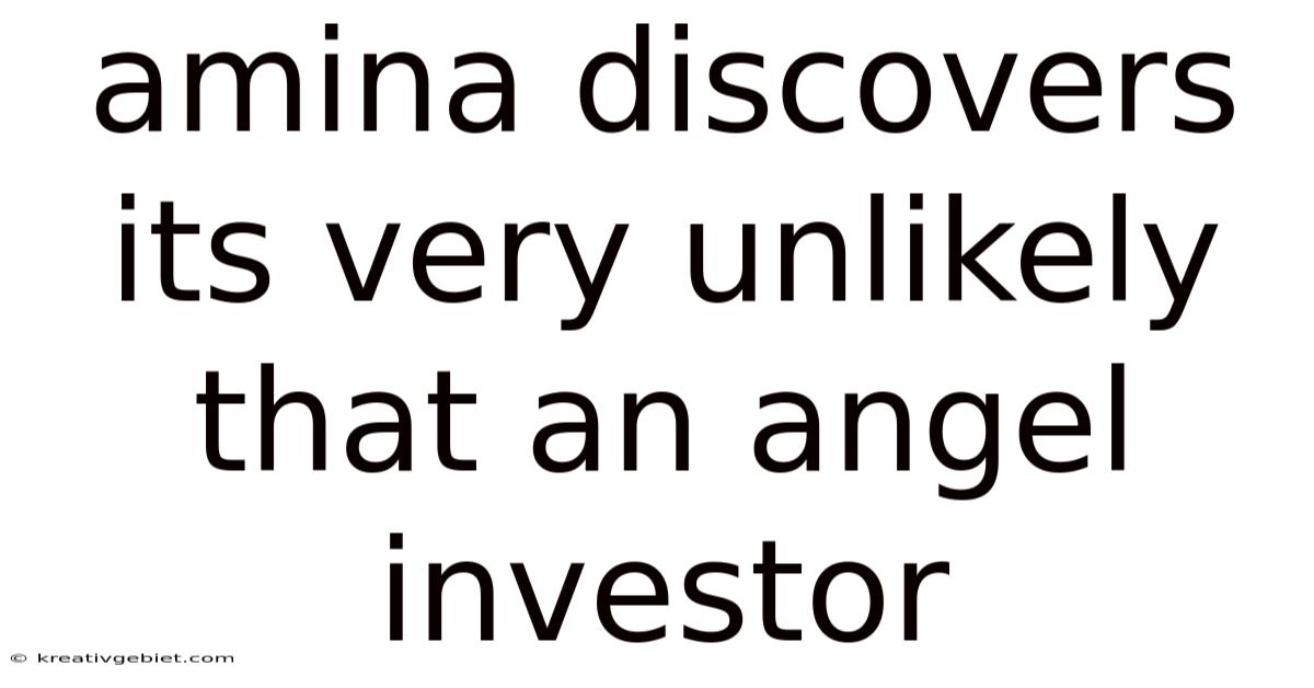 Amina Discovers Its Very Unlikely That An Angel Investor