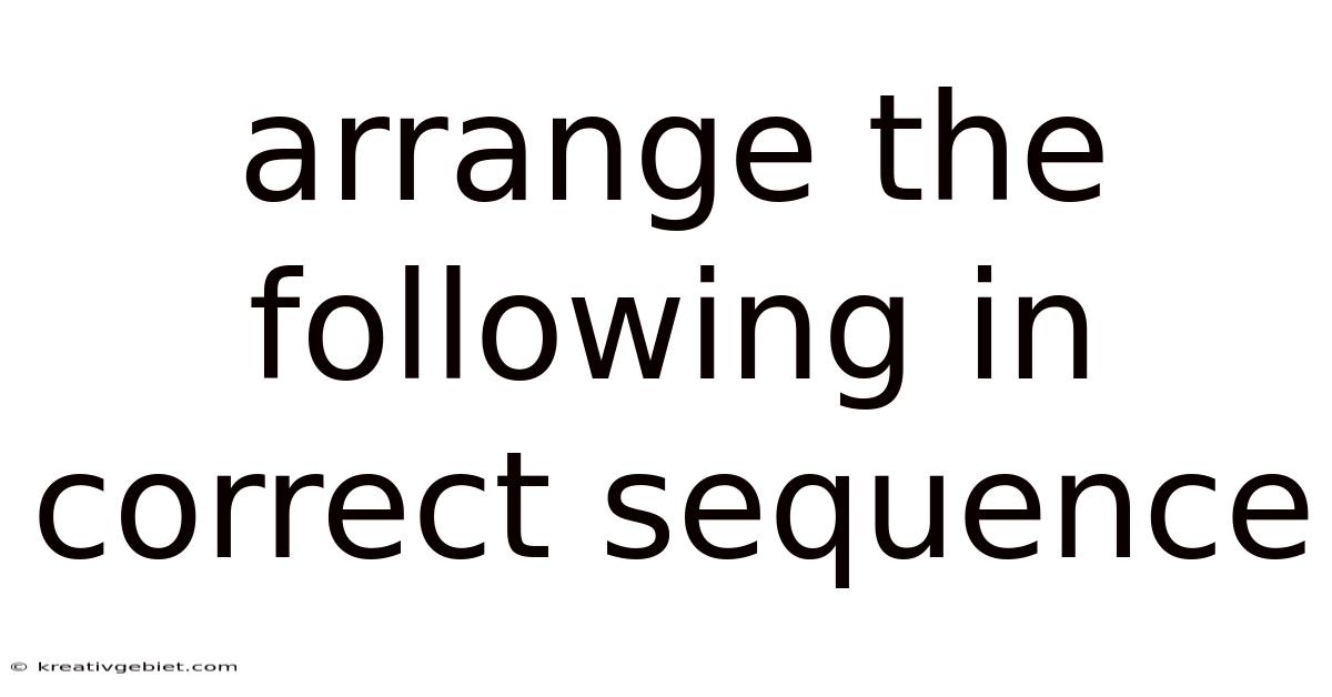 Arrange The Following In Correct Sequence