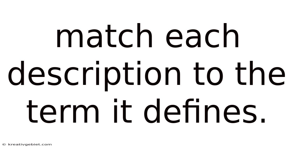Match Each Description To The Term It Defines.