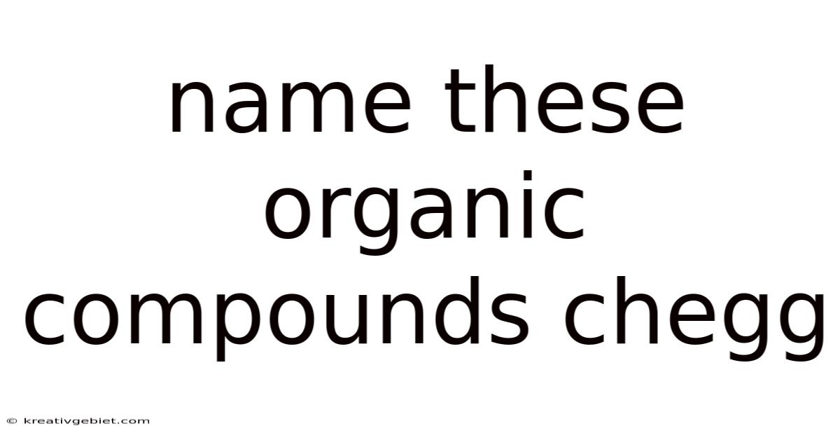 Name These Organic Compounds Chegg