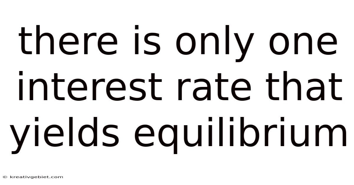 There Is Only One Interest Rate That Yields Equilibrium